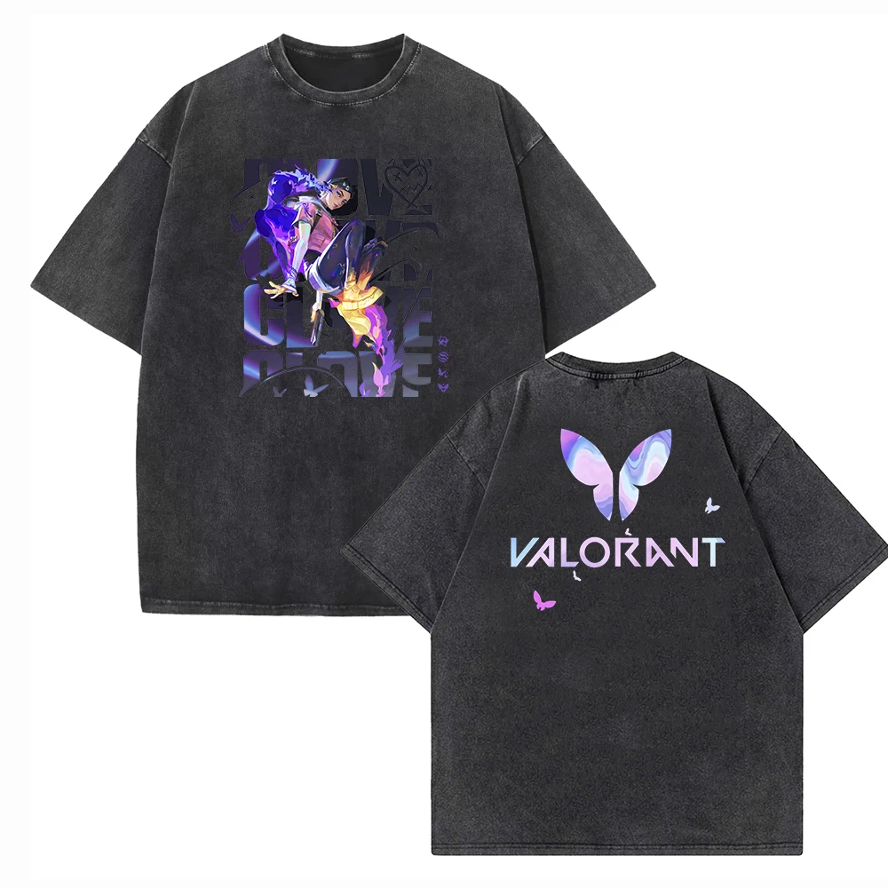 Valorant Clove Vintage Summer O-Neck Short Sleeve Cotton T-Shirts