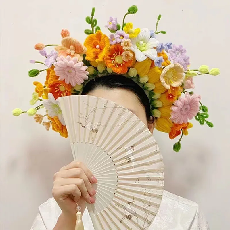 Creative  Hair Accessories DIY Material Kit Twisted Rods Floral Bouquet Women's Headwear Short Sleeve T-Shirt