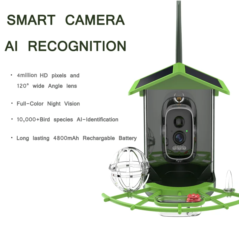 XVIM Solar Camera Smart Feeding House with Camera Home  4K HD Easy Installation for Outdoor Garden Camara Profesional