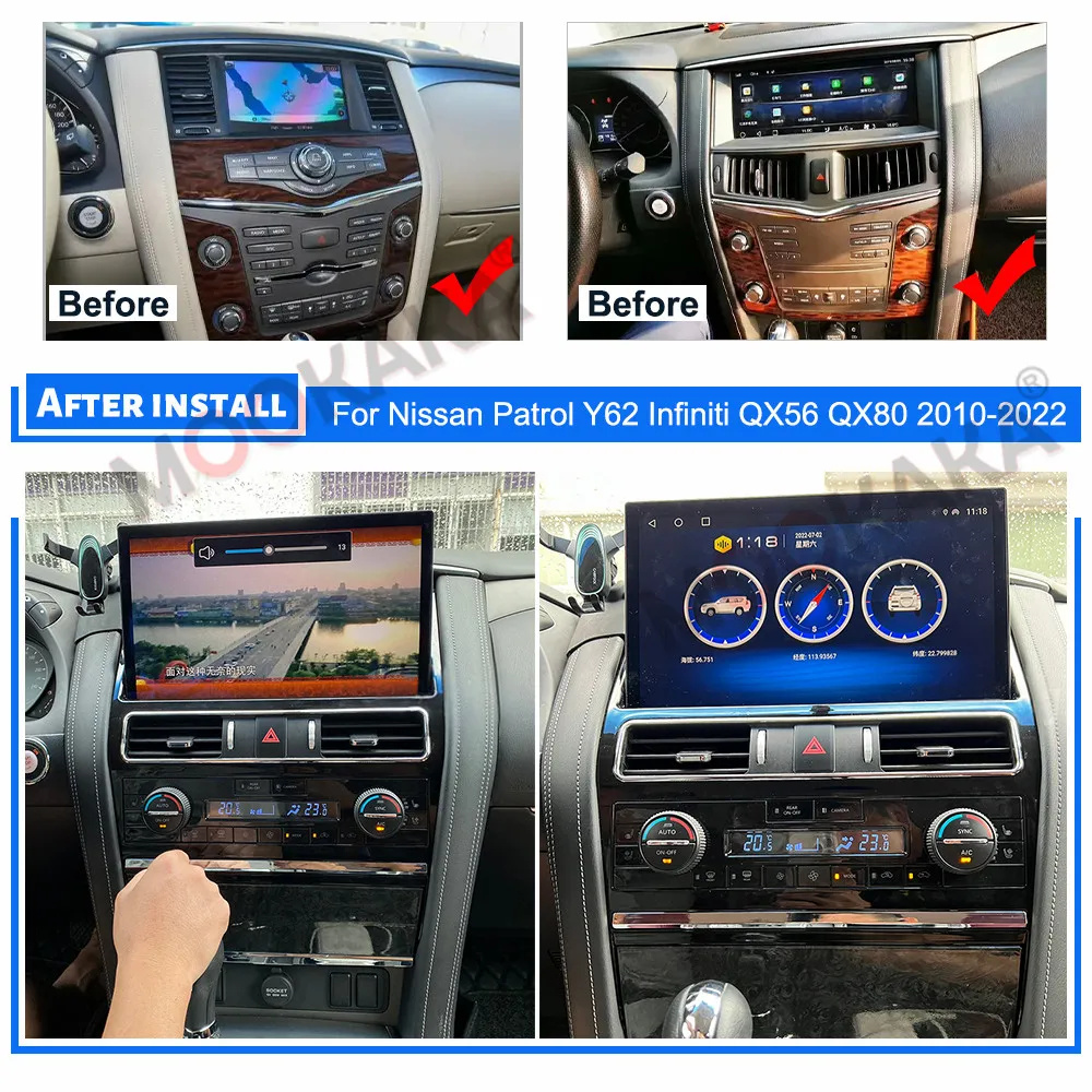 13.3‘’ Android 13.0 6+128G For Nissan Patrol Y62 Infiniti QX80 QX56 2010-2022 Radio Multimedia Player Auto Head Unit DSP Carplay