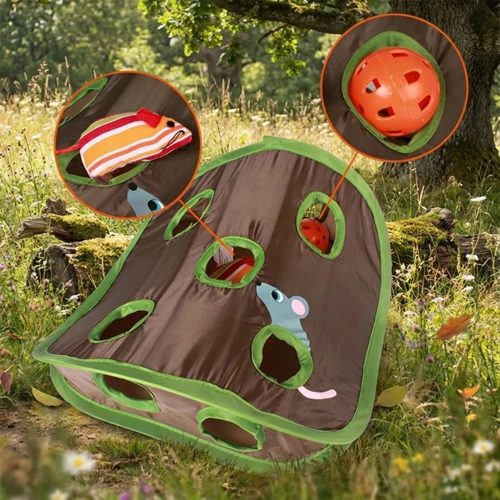 لعبة الفئران القطية لعبة الذكاء خيمة جرس مع 9 فتحات لعب القطط نفق طوي ألعاب صيد الماوس تحافظ على نشط الحيوانات الأليفة