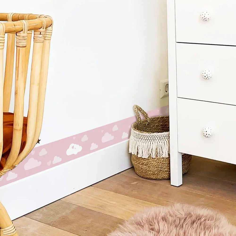 الأطفال لاصق جدار الحدود الاطفال ملصقات جدار الحضانة المائية الغيوم الفتيات ذاتية اللصق غرفة نوم الطفل ديكور المنزل