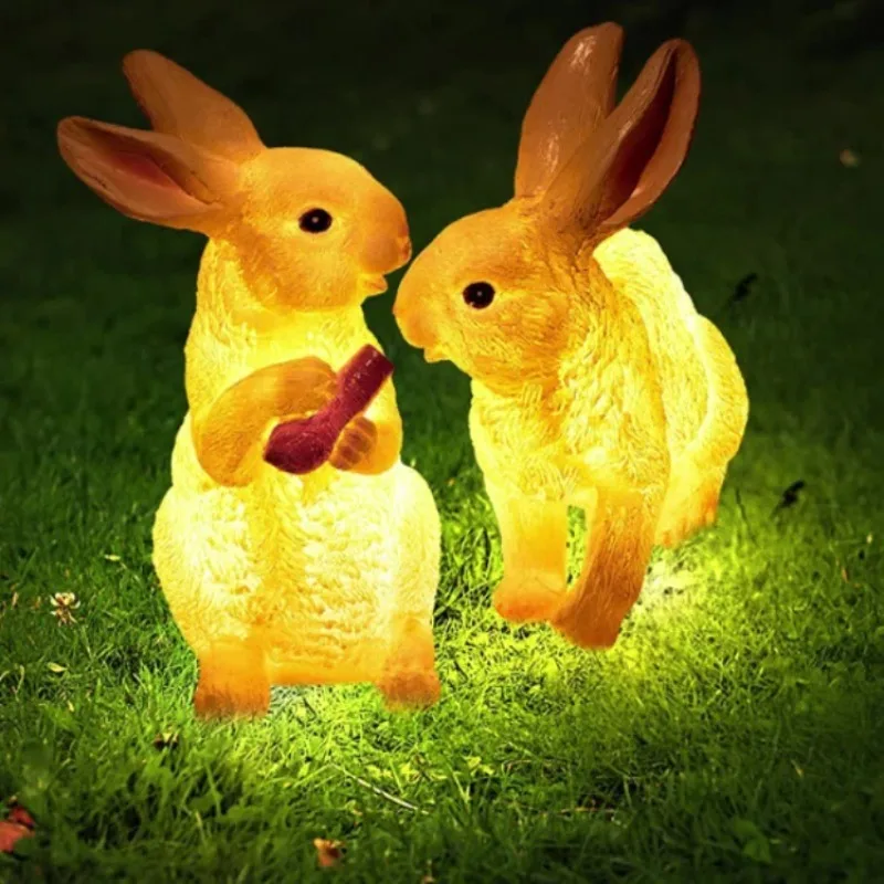 Rabbit Motif Lights Dynamic Luminous Rabbit Model Landscape Lighting Luminous Sculpture Animal Garden Lamp