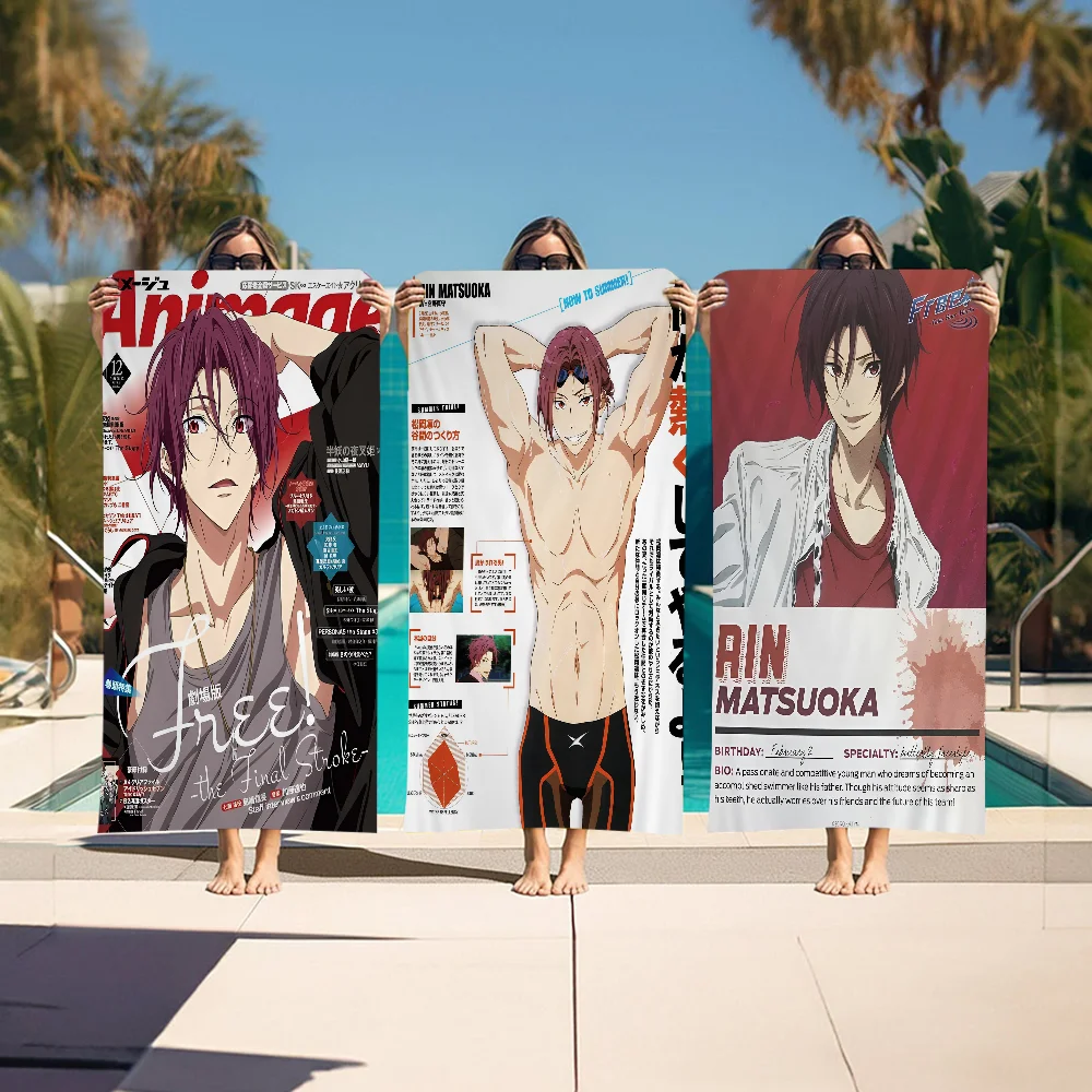 

Rin Matsuoka F-Free Big Microfiber Beach Towels Quick Dry Towel Sand Beach Towels Pool Towel For Travel Swim Pool Yoga