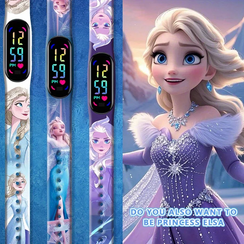 Princess Elsa Watch Cartoon Frozen Creativity Touchscreen Watch Student Prize Suitable for Boys and Girls Birthday Gift
