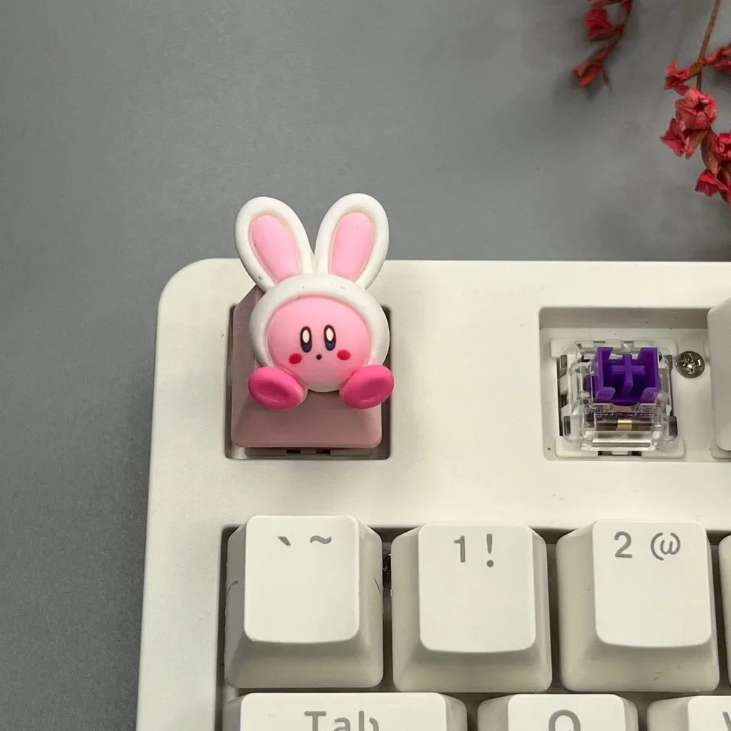 Cute Kirby Keycap Game Mechanical Keyboard R4 ESC Cross Axis Cartoon Anime Pink Girl Heart Keycap