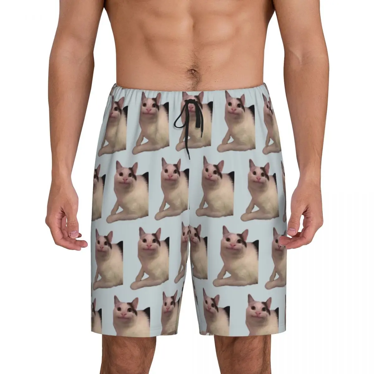 

Custom Beluga Cat Short Pajama Pants Men Sleepwear Sleep Lounge Bottom Shorts Sleeping Pants