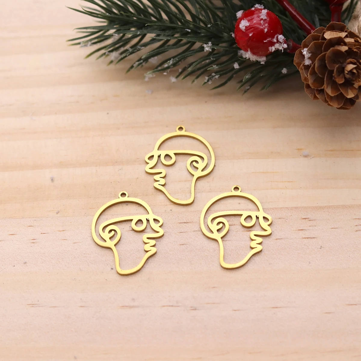 3pcs Abstract Human Face Charm For Jewelry Making Earring Pendant Bracelet Necklace Accessories DIY Supplies Stainless Steel