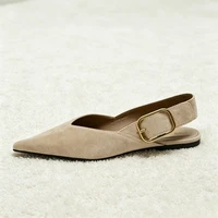 Luxury Designer Flats for Women Fashion Metal Buckle Back Strap Design Faux Suede Loafers Comfortable Outdoor Casual Shoe Ladies - Image 4