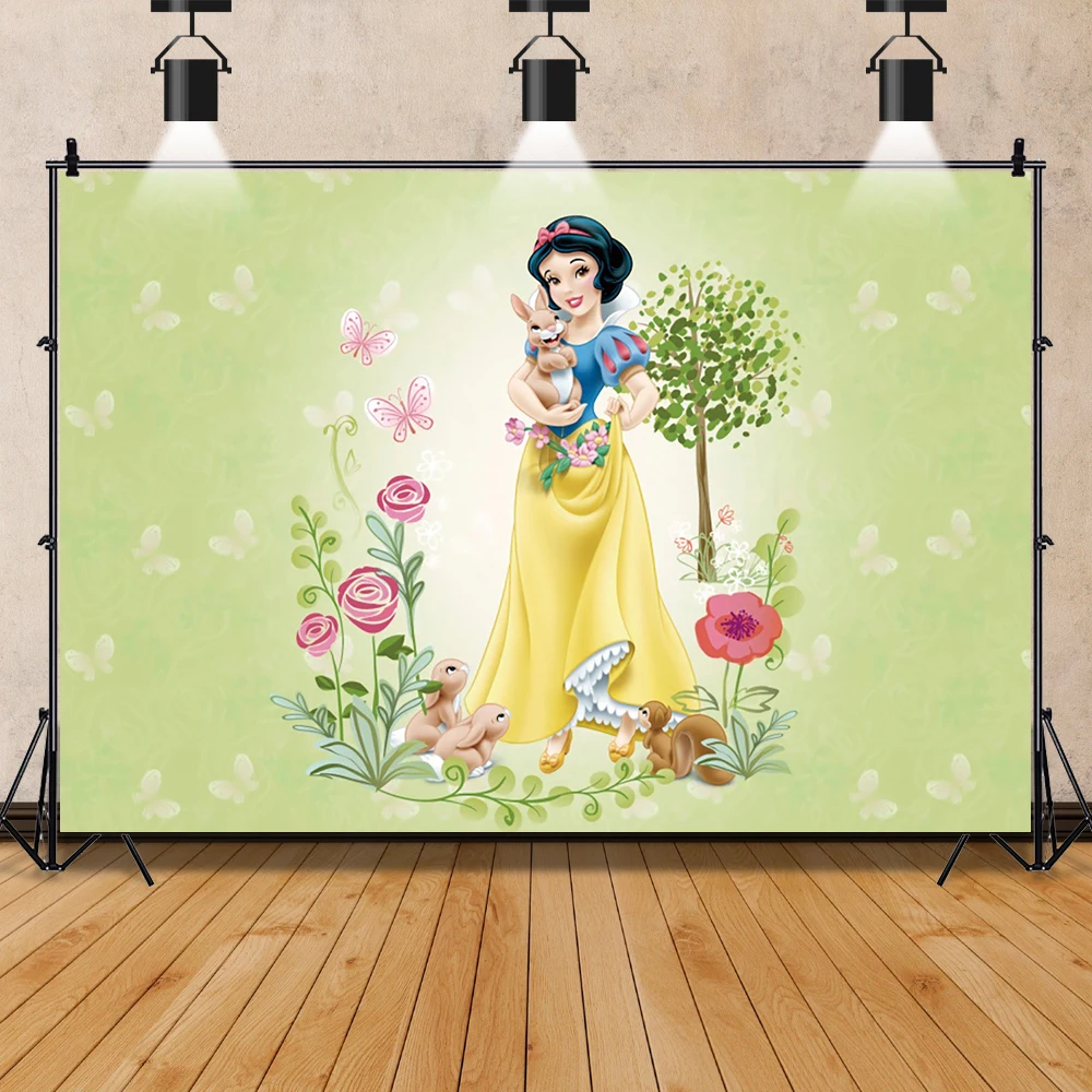 Snow White Princess Background For Photography Birthday Decoration Photo Backdrop Baby Shower Girl Kid's Party Banner Props