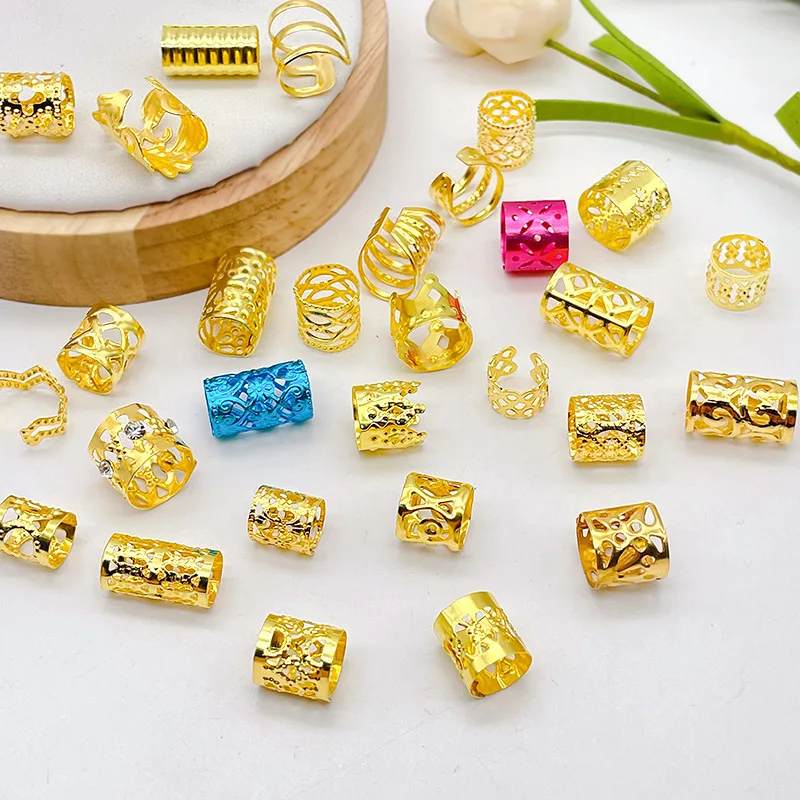 Dreadlock Rings Hair Beads Zinc Alloy Lightweight Punk DIY African Braids Decoration Unisex Daily Party Travel Gift