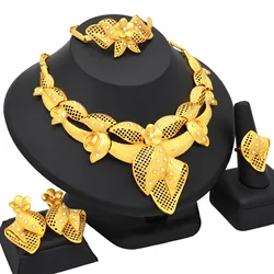 Middle East fashion bridal necklace ring earrings bracelet set Dubai gold-plated trend jewelry four-piece set