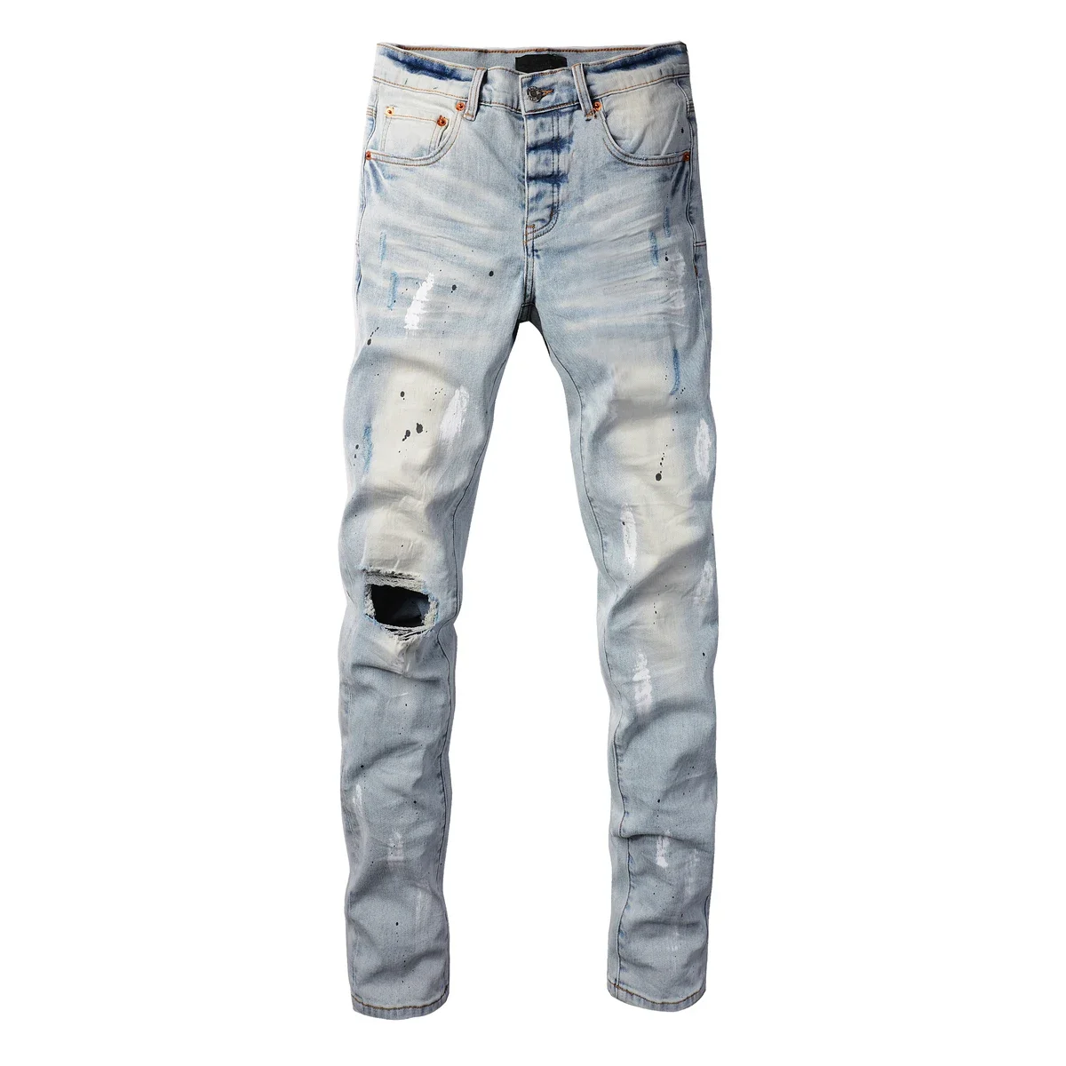 

Men's Jeans High Street Blue Vintage High Quality Repair Low Rise Brand Denim Trousers Pants 9006