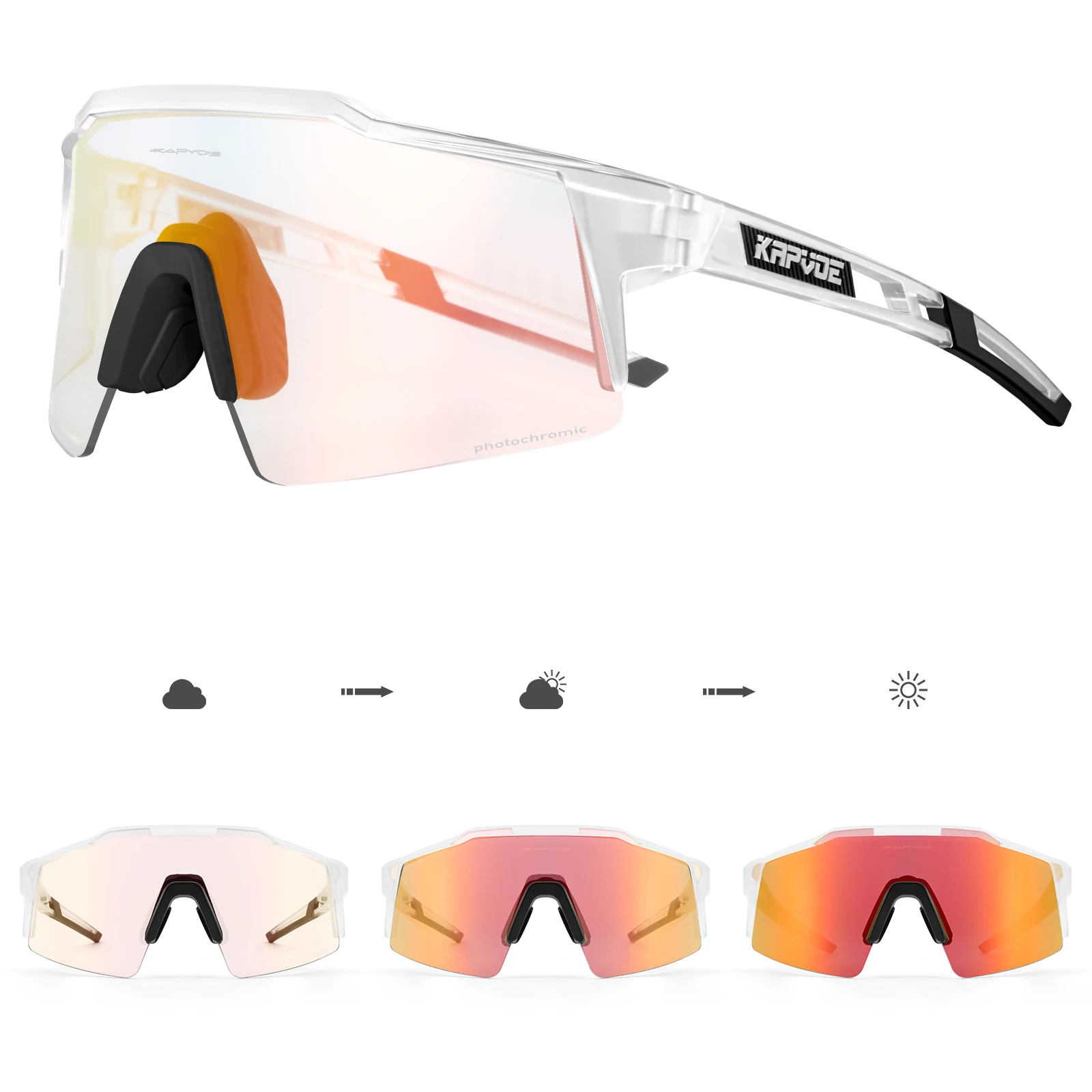 Kapvoe Photochrome Radfahren Sonnenbrillen für Männer Cycl Brille Mountainbike Brille Frauen Outdoor Sport Laufen UV400 Brillen 6