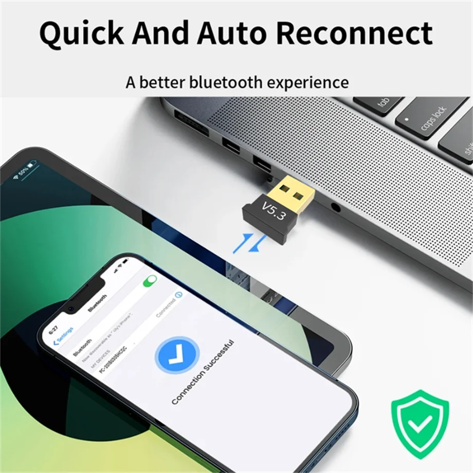 USB Bluetooth 5.1 Adapter Receiver Transmitter Bluetooth Audio Bluetooth 5.3 Dongle Wireless USB Adapter for Computer PC Laptop