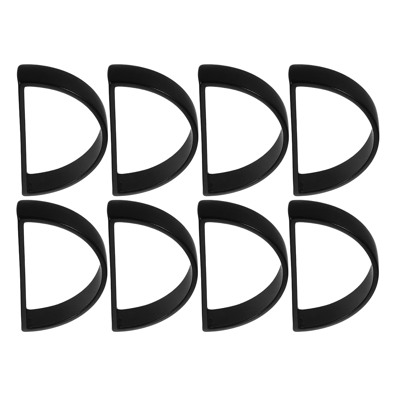 

8Pcs Modern Napkin Rings Black Semicircle D-Shaped Serviette Holders Polished Finish Dining Table Buckle Wedding Decoration