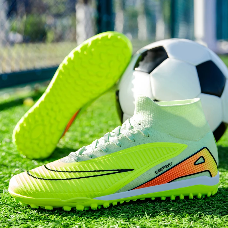

Men High-top Football Boots Professional Non-slip Women Soccer Cleats TF/FG Breathable Outdoor Grass Training Sport Shoes Spikes