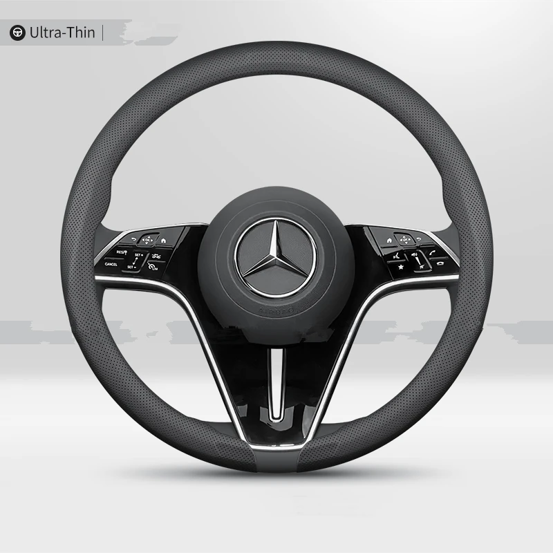 New ultra-thin Snap on Leather Steering Wheel Cover for Mercedes-Benz,ABCES-Class,GLC,GLE,GLS,Etc.Car Carbon fiberAuto Accessory