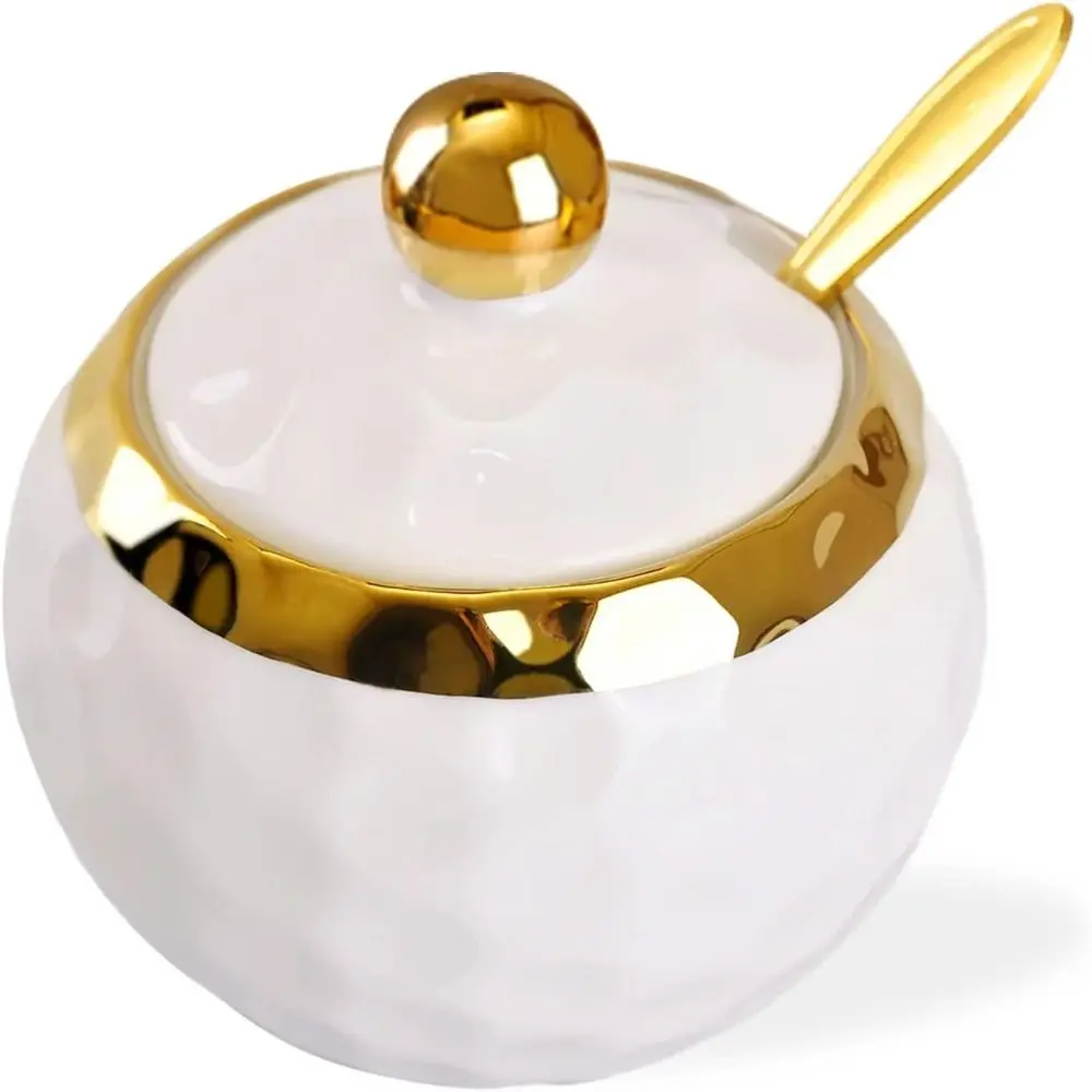 Seasoning Jar Household Kitchen Seasoning Jar, Modern Spice Box with Lid, Ceramic, Porcelain Salt Bowl,Seasoning Jar