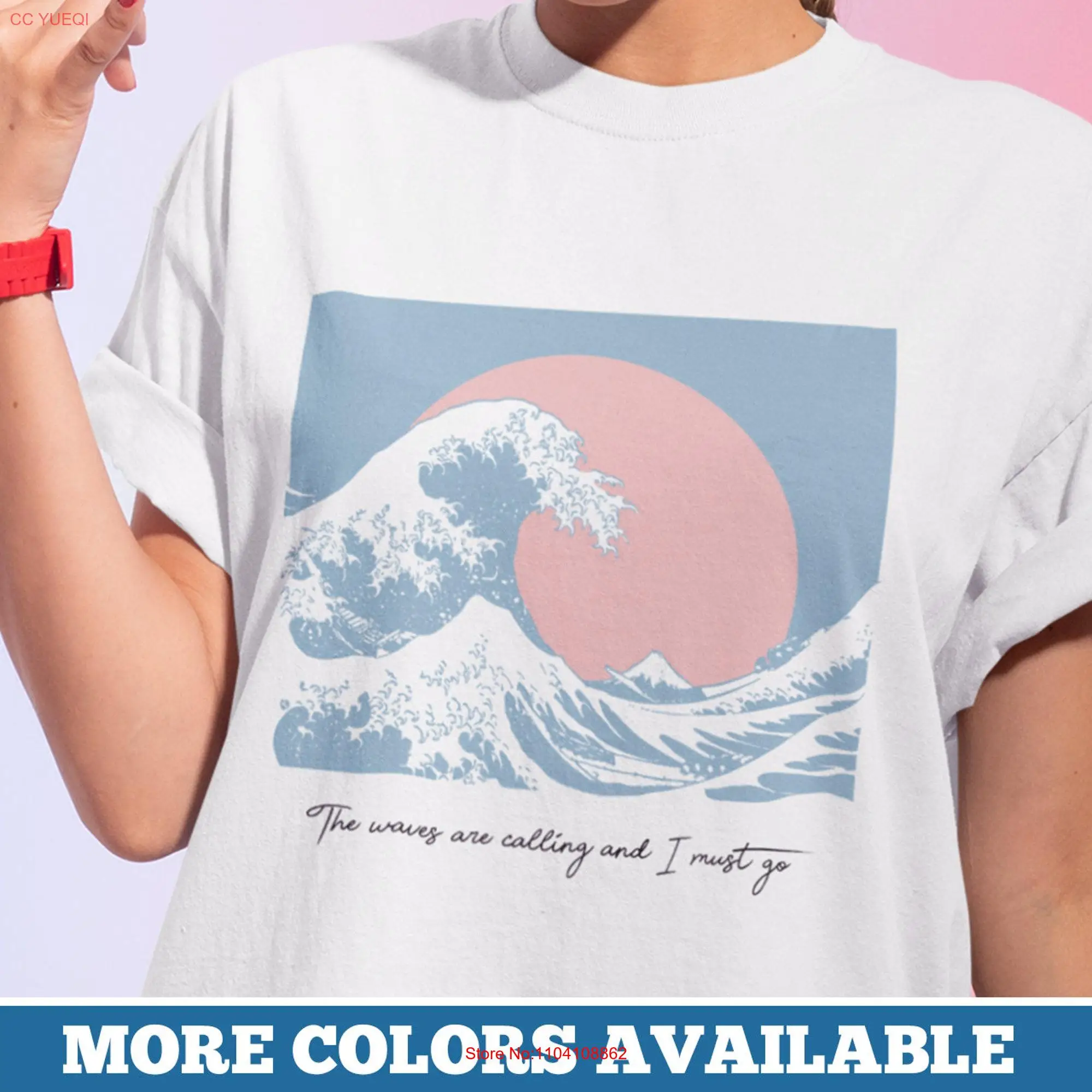 The Great Wave Off Kanagawa Ocean T Shirt Summer Top Pastel Japanese Women Aesthetic Vintage long or short sleeves