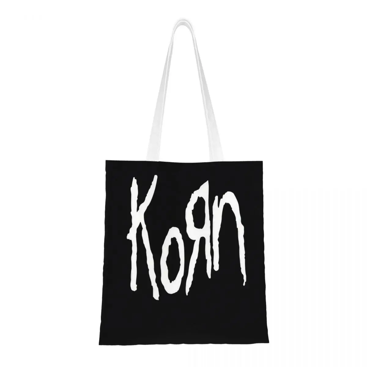 Korn Band Rock Canvas Tote Handbag Grocery Bags Reusable Shopper Bags for Unisex