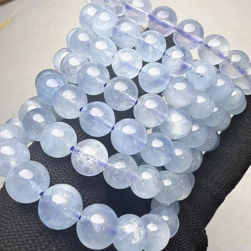Prestyle AA Natürlicher Blauer Aquamarin Runde Perlen Armband Halskette Für Die Herstellung Feiner Schmuckstücke Ermüdungslindernd März Geburtsstein – Detail 7