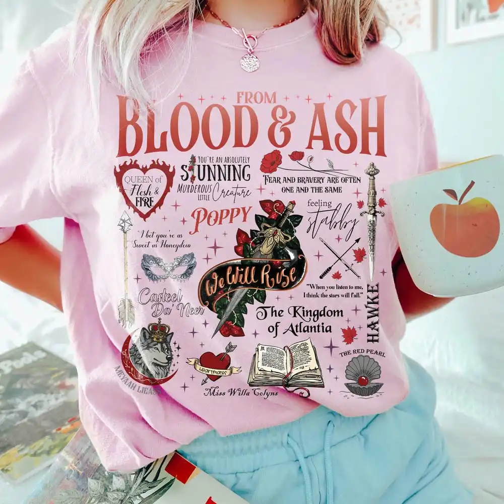 Mulheres livro citação crewneck camisa retro de sangue e cinza nós dois torcido camisa amante do livro unisex y2k topo diário na moda streetwear