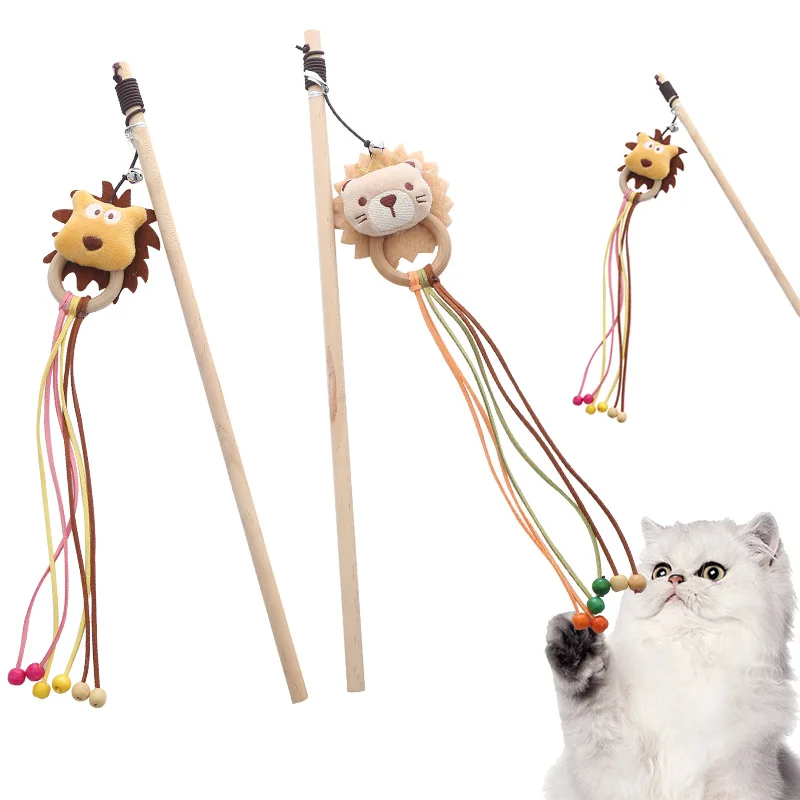 

Pet Supplies Plush Wooden Pole Teasing Cat Stick Lion Dog Styling Cat Fun Interactive Cat Toys