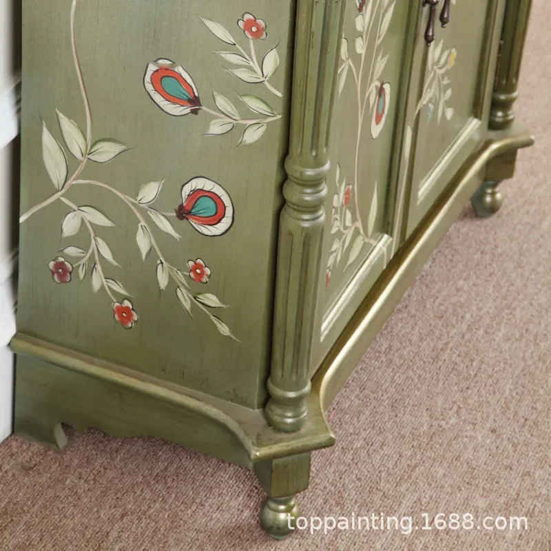 French Style Porch Cabinet Foyer Entryway Storage Painted Furniture Screen Partition Living Room Decor