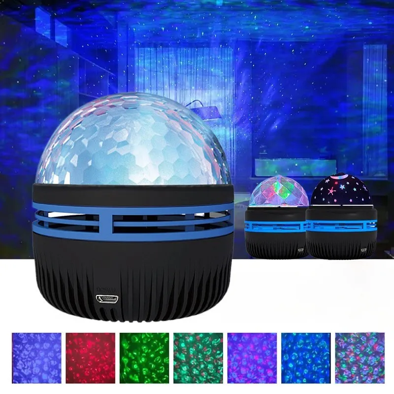 Starry Sky Projection Lamp Water Ripple Whirlpool Aurora Crystal Light 5V Magic Atmosphere Creates a Peaceful Ambiance in Room