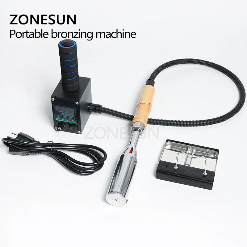 ZONESUN Handheld Leder Holz Papier LOGO PVC Heißer Folie Stanzen Rillen Präge Maschine Hitze Presse Maschine Branding Eisen