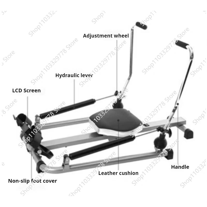 Single and double rod hydraulic rowing machine home folding silent trainer fitness equipment