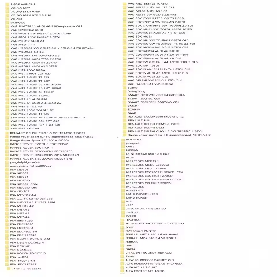 

2025Новейшие 93 ГБ WINOLS DAMOS Big Archive Damos Mappacks для Winols Программное обеспечение BIG PACK Упаковка Чип-тюнинг Карты Все карты данных файл
