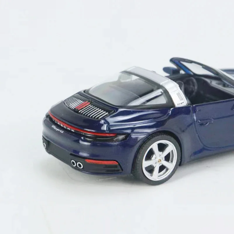 MINI GT Model Car 911 Targa 4S Alloy Die-Cast Vehicle - Gentian Blue Metallic #412 LHD 1:64