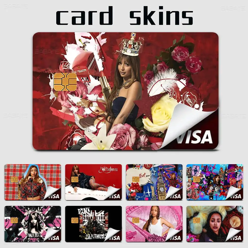 Singer P-Pinkpantheress Credit Card Skin Stickers for VISA Bank Card Transportation Card Waterproof Sticker Anti-scratch Women