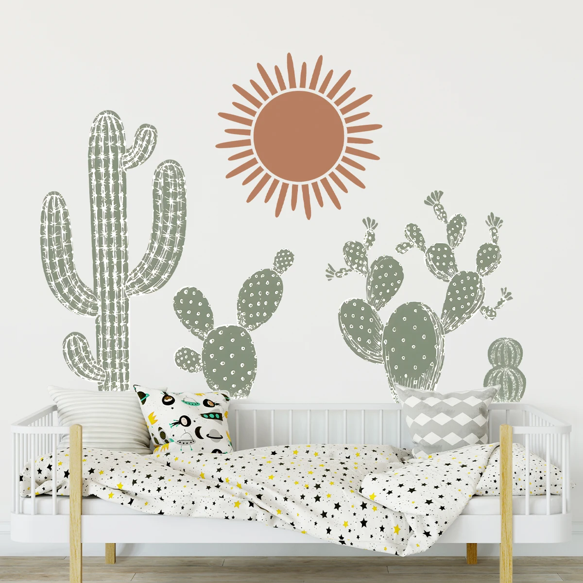 Cartoon Cute Cactus Boho Wall Art Wall Stickers Removable for Bedroom Living Room Nursery Decoration Wall Decals