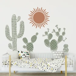 Cartoon Cute Cactus Boho Wall Art Wall Stickers Removable for Bedroom Living Room Nursery Decoration Wall Decals