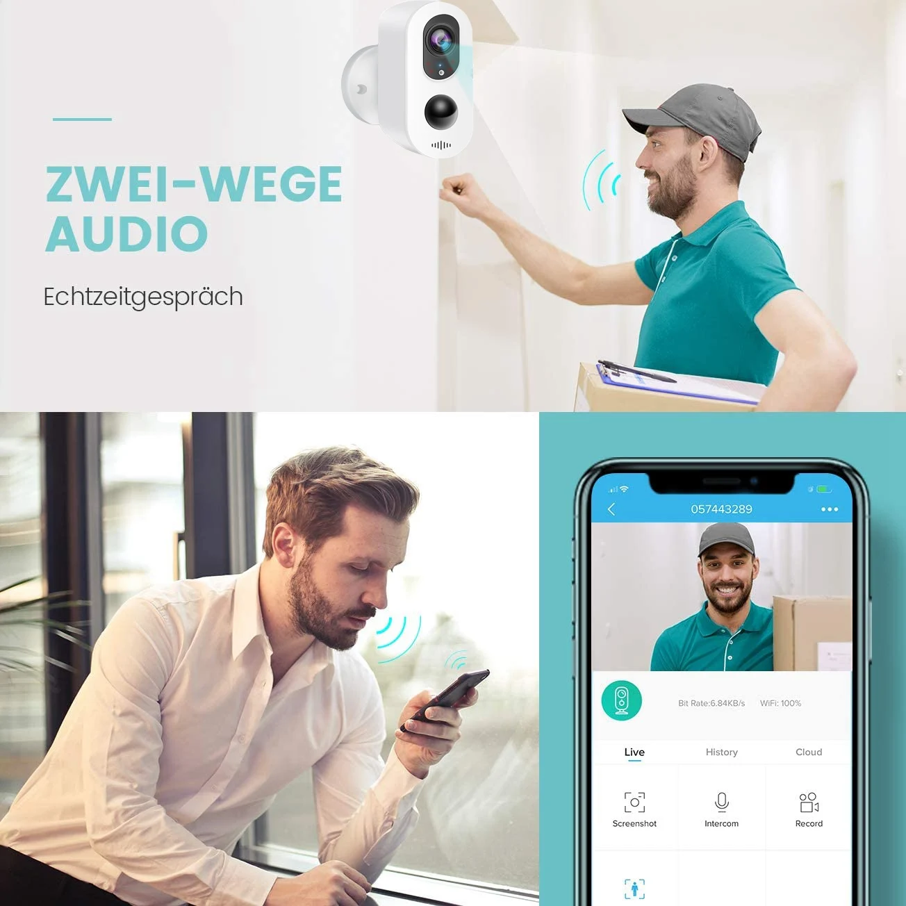 

Low Power Security Camera, 100% Wireless Network Night Vision Cloud Storage With Battery, For Home Office
