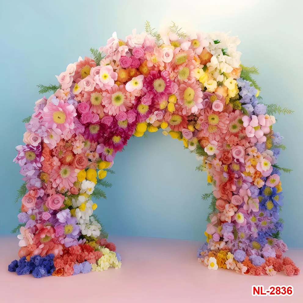 Globos de flores con forma de arco, Fondo de Ceremonia de boda, cumpleaños, primera fiesta, rosa, azul, fotografía, decoración de Baby Shower