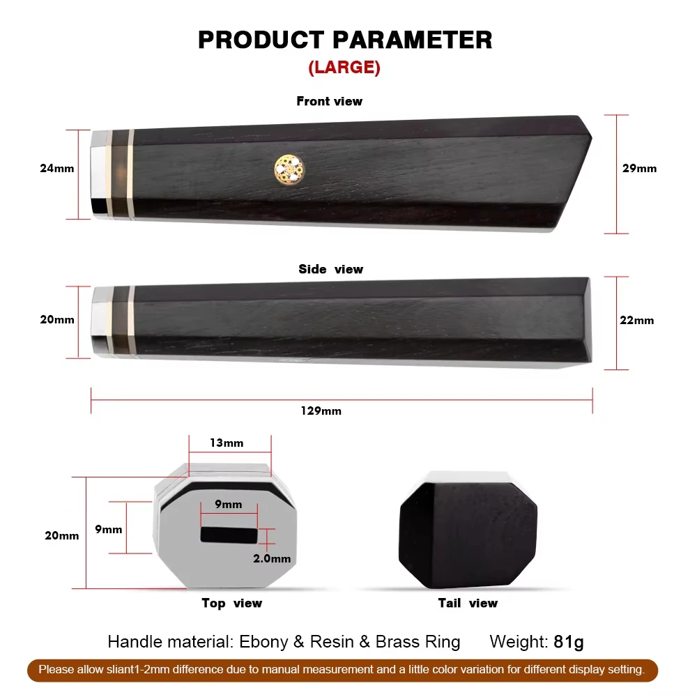 Kitchen Knife High-end Octagonal Ebony Handle Handmade DIY Custom Replacement Handle  Japanese Chef Knife Handle Accessories image 2