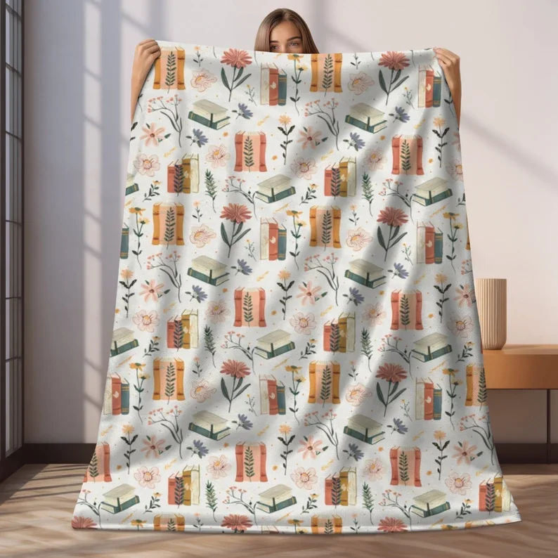 Book Lover Velveteen Plush Blanket Literary Gift Book Blanket Cozy Books Gift Book Lover Library Blanket Gift Book Worm Throw
