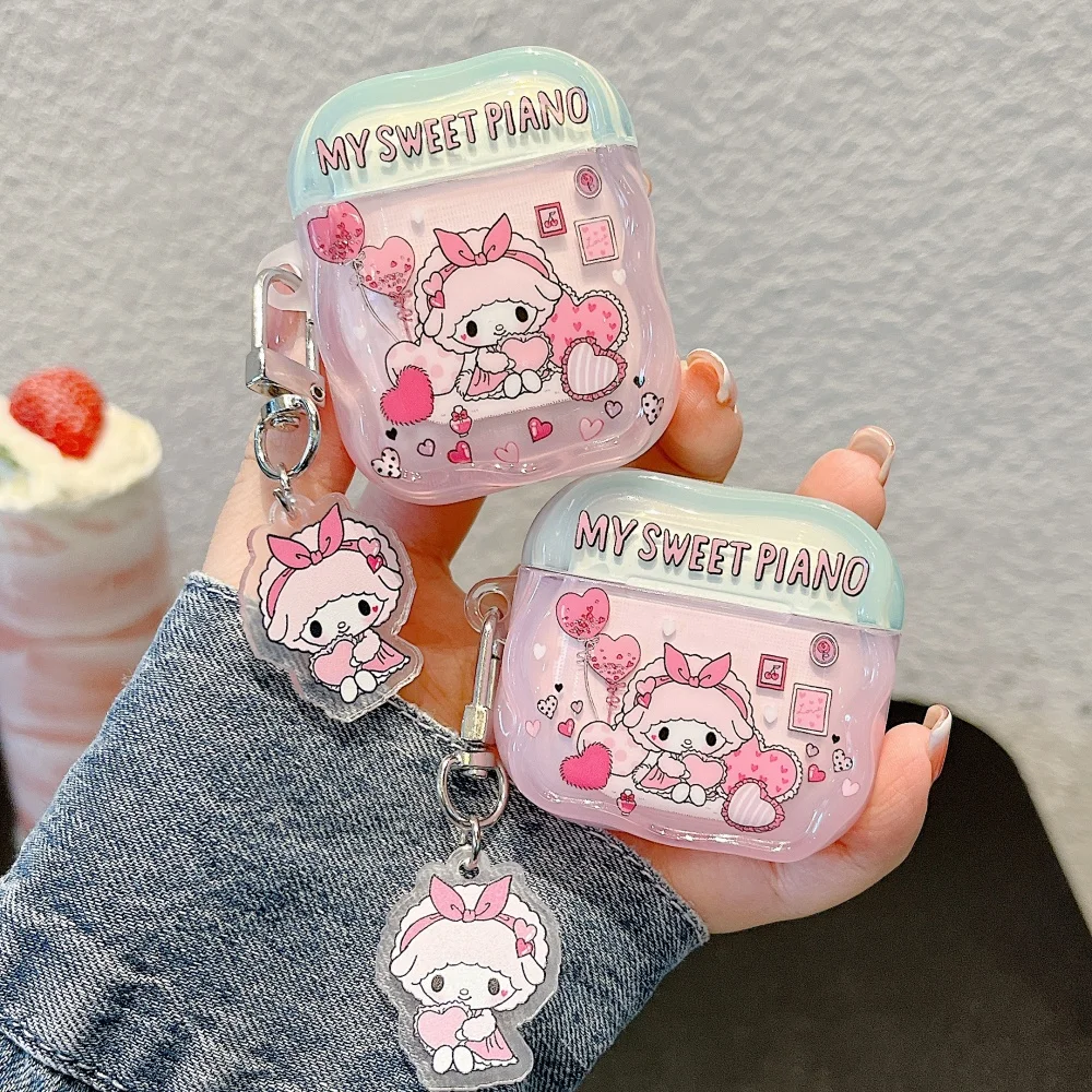 Casing Earphone My Melody Domba Merah Muda Mewah untuk Apple Airpods Pro 3 4 Pro 2 Headset Bluetooth Nirkabel Sampul Silikon