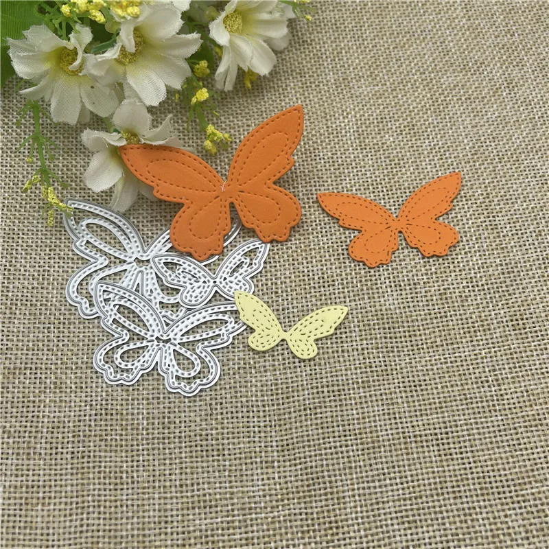 3PCS/Set Butterfly Metal cutting dies  mold Round hole label tag Scrapbook paper craft knife mould blade punch stencils dies