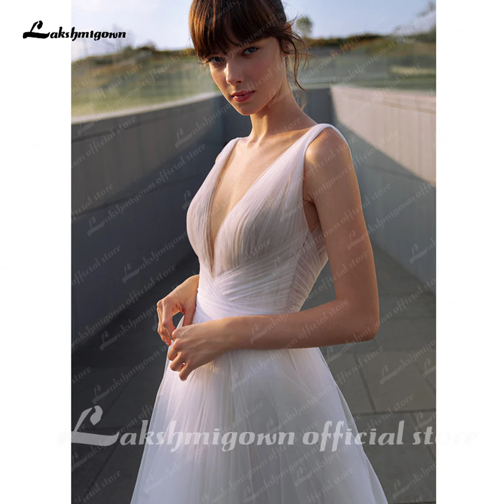 Lakshmigown Plumping V-Ausschnitt Plissee Boho Hochzeitskleid Sommer Feenkleid Zivile Brautkleider Maßgeschneidert Vestito Da Sposa – Detail 11