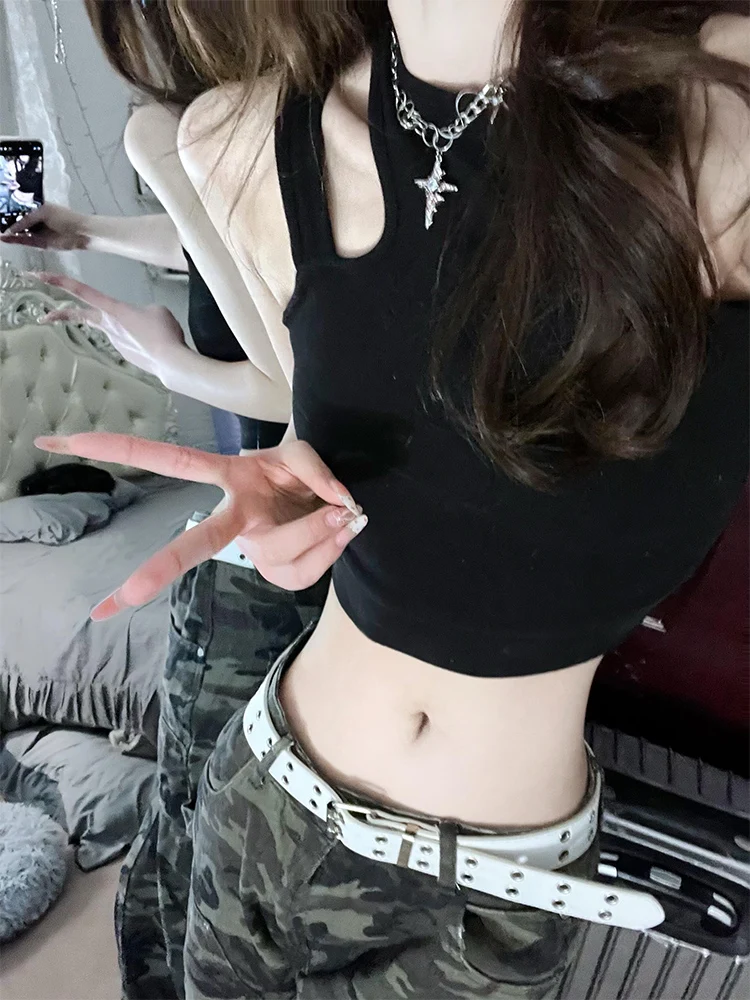 American Sle Sexy Bla Hollow out Strap Vest Women Summer Outdoor Wear Bal ort Base Layer Svel Top