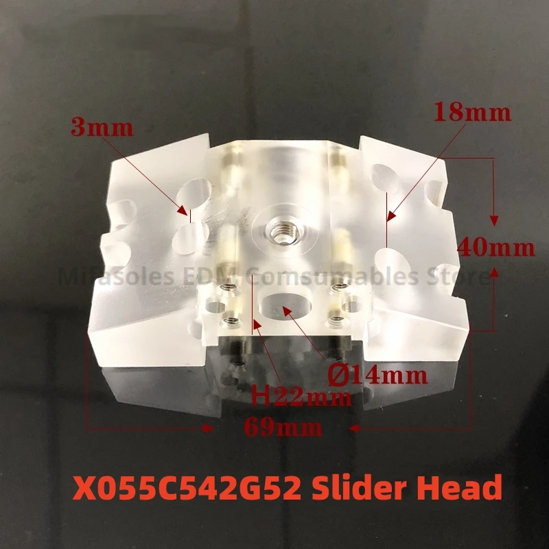 

EDM X055C542G52 Acrylic Slider Head 69*40 mm Output Tube for waste wire for Mitsubishi DWC-FA,FA-S Wire Cut Machine