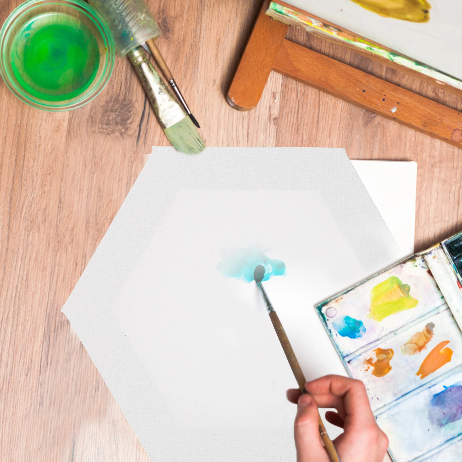 

3pcs Hexagon Stretched Canvas Frames Blank Diy Painting Boards For Artists Oil Painting Supplies Lightweight Art Panels