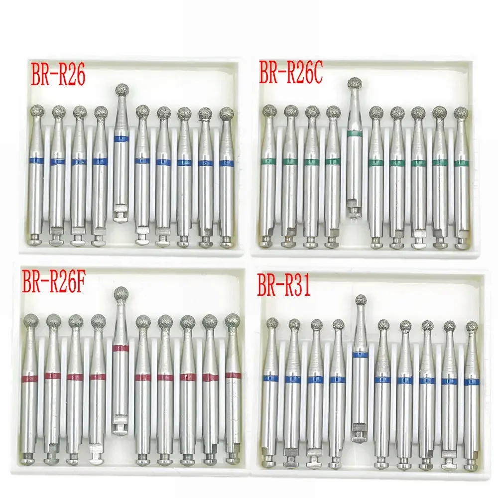 10Pcs Low Speed Dental Diamond Burs For RA 2.35mm Shank Handpiece Polisher Dental RA Diamond Burs