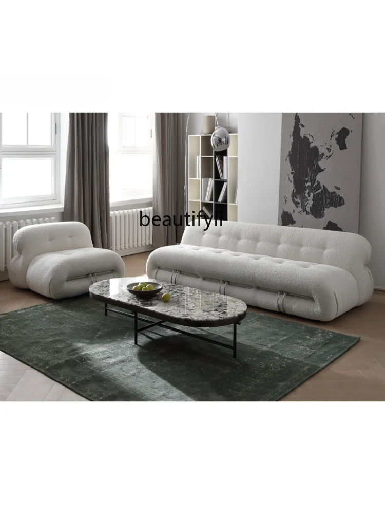 Italian Minimalist Living Room Designer Large Steel Tooth Three-Seat Sofa 2023 New sofa set living room furniture furniture