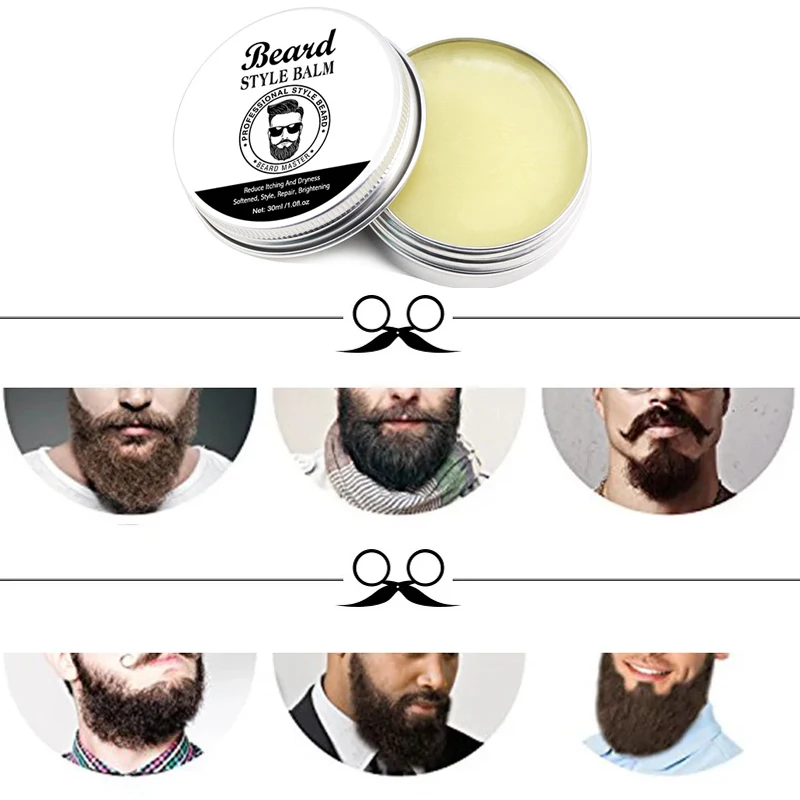 Beard Balm For Men Natural Beard Care Wax Balm Moisturizing Dashing Gentlemen Effect Beard Styling Professional Care Cream